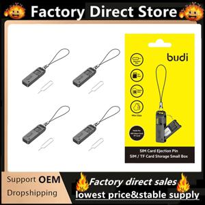 BUDI SIM 카드 제거 바늘 핀 보관함 (끈 포함) 분실 방지 전화 SIM TF 카드 보관 케이스 트레이 이젝터 바늘 오프너