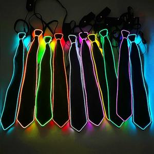 빛나는 넥타이 EL, 네온 불빛, LED 넥타이 빛나는 파티 크리스마스 밤 장식 DJ 바 클럽 무대 소품 의상 참신 선물