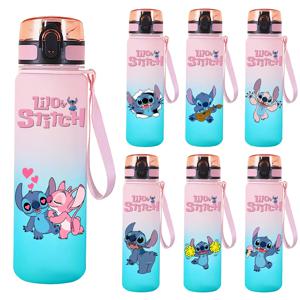 650ML 레터 A-Z 프린트 릴로 스티치 물병 대용량 휴대용 가정용 애니메이션 야외 스포츠 물컵 어린이 선물