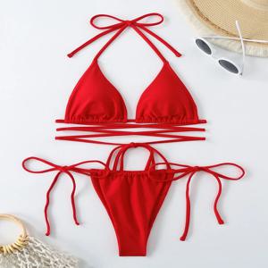 섹시한 마이크로 비키니 2025 크리스 크로스 수영복 붕대 여성 수영복 여성 끈 팬티 비키니 세트 2 조각 여성 수영복 비치웨어