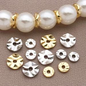믹스 15pcs 18K 구리 도금 진짜 황금 두꺼운 은빛 흰색 황금 웨이브 간격 비즈, DIY 쥬얼리 액세서리 만들기