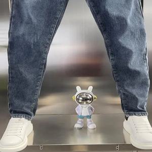 고급 남성용 청바지 스트레이트 레그 슬림 핏 작업복 내구성 있는 면 스트레치 원단 올매치 롱 팬츠 청년용