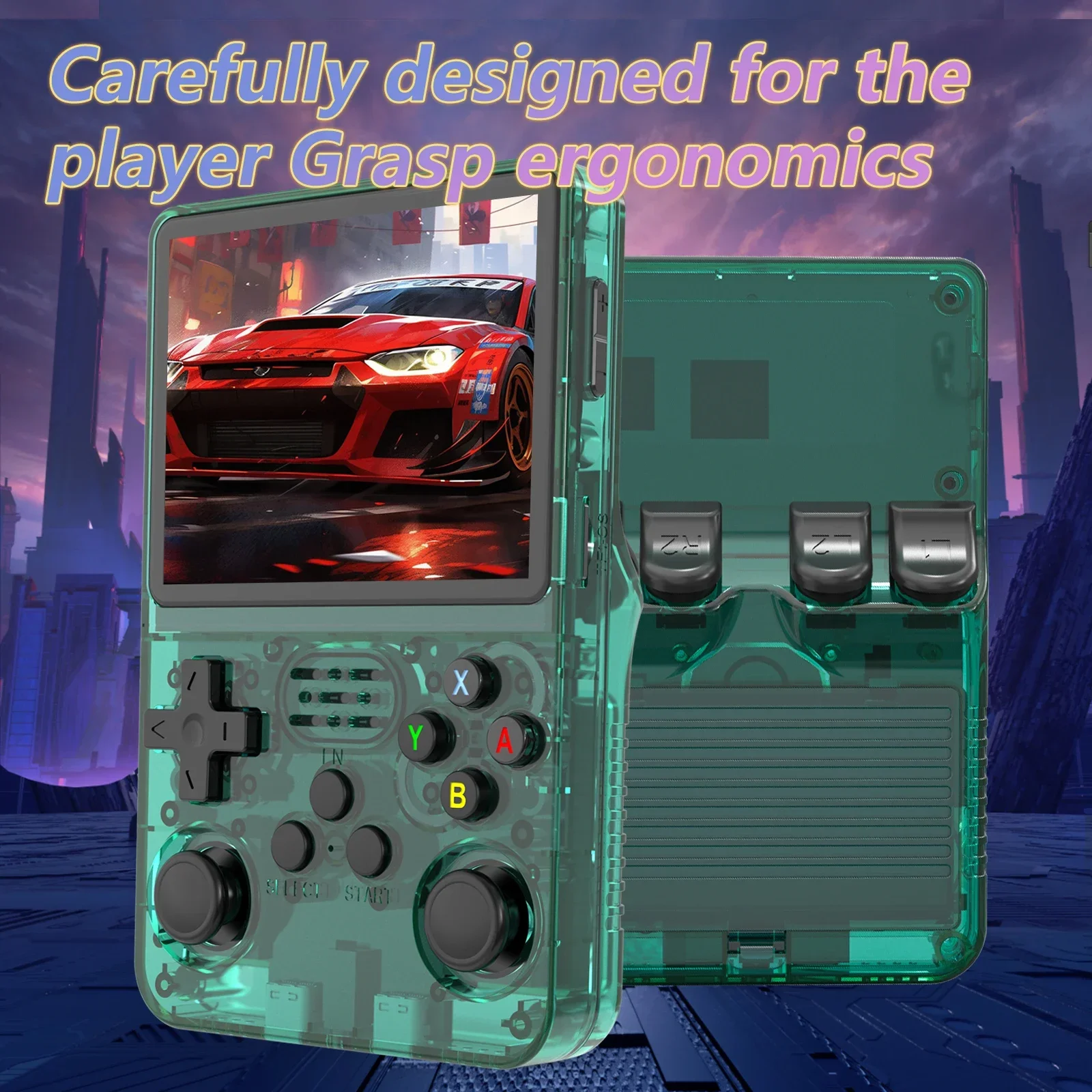 R36S 휴대용 게임 콘솔 3.5인치 IPS 640x480 화면 64GB 메모리 내장 클래식 게임 휴대용 휴대용 게임 콘솔