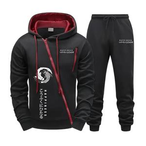 일본 패션 Tracksuit 지퍼 업 후드 블랙 스웨트 남성 야외 캐주얼 스포티 오토바이 타고 다재다능한 후드 의상