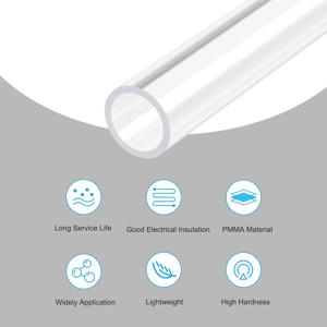 아크릴 파이프 경질 원형 튜브 투명 66mm(2 5/8인치) 내경 70mm(2 3/4인치) 외경 350mm 램프 및 랜턴, 수냉 시스템용