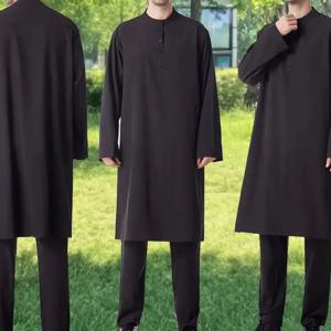 무슬림 세트 아랍 남성 주바 토브 로브 바지 이슬람 의류 아바야 사우디 이드 터키 드레스 투브 카프탄 가운 다파 디쉬다샤