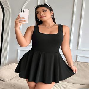 봄, 여름, 가을 인기 상품, 홈 레저 및 출퇴근용 우아한 단색 큰 사이즈 여성 드레스