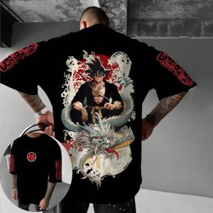 드래곤 볼 Z 슈퍼 사이얀 손오공 남성용 루즈 버전 스트리트 보이즈 티셔츠 여름 캐주얼 애니메이션 프린트 코튼 키즈 탑