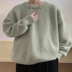 남성용 루즈핏 라운드넥 니트웨어 캐주얼 다용도 이너 레이어링 스웨터 가을 패션 브랜드 폴리에스터 긴팔 비즈니스 캐주얼