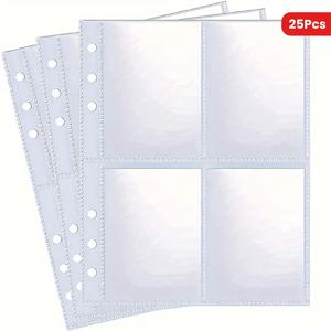 25/50개 A5 바인더 포토 카드 홀더, 100/200 포켓, 단면 4포켓 디자인, 탑 로딩, 투명 K-pop 멤브레인 카드