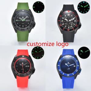 40.5mm 남성용 skx 007 시계, 사파이어 크리스탈 케이스, 고무 스트랩, 일본 NH35/NH36/NH70 자동 무브먼트, 로고 맞춤 가능