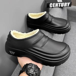 새로운 패션 면 슬리퍼 남성용 겨울 따뜻한 실내 면 신발 방수 정원 신발 실내 슬립온 간결한 신발