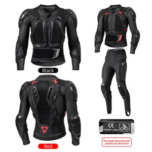 오프로드 모토크로스 슈트, 모터사이클 아머 재킷 & 팬츠 세트 (가슴 및 등 보호대 포함), 여름 라이딩용 통기성 보호 장비