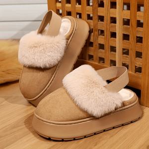 여성용 겨울 따뜻한 슬리퍼, 한국 스타일 두꺼운 밑창 플리스 안감 따뜻한 부츠, 인기 있는 인스타 트렌디 야외용 여성용 스노우 부츠