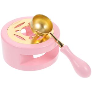 왁스 씰 워머 세트 (스푼 포함) 왁스 씰 스푼 왁스 씰 용해 재료 가마 (핑크 워머 및 씰링 포함)