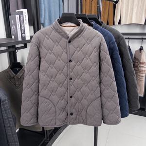 2025 가을 겨울 인기 판매 남성용 아빠 의상 두꺼운 벨벳 재킷, 면 코트, 긴 소매 작은 면 재킷