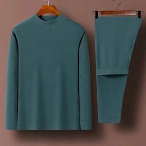 2025 가을 겨울 신상 남성 벨벳 수트 라운드 넥 보온 내의 단색 일정 온도 고급 보온복