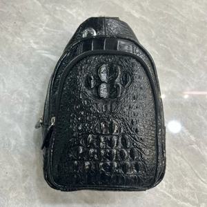 25 남성용 새 악어 두개골 가슴 가방 캐주얼 다용도 정품 악어 등뼈 가죽 크로스바디 백 트렌디 블랙팩 45