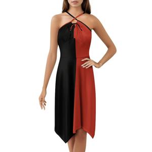 블랙 앤 레드 여성의 우아한 파티 드레스 A라인 드레스(짧은/긴/소매 없는 옵션 포함) 블랙 레드 코스프레 퀸 여성