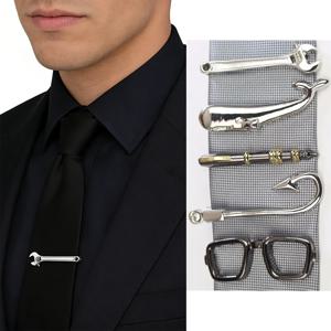 귀여운 쥬얼리 수염 넥타이 클립, 신사스러운 넥타이 바 클립 핀, 앵커, 낚시바늘, 깃털 모양 다기능 클램프