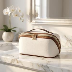 대용량 여행용 화장품 가방 방수 PU 가죽 메이크업 케이스 오거나이저 휴대용 세면도구 파우치 여성용 욕실 수납