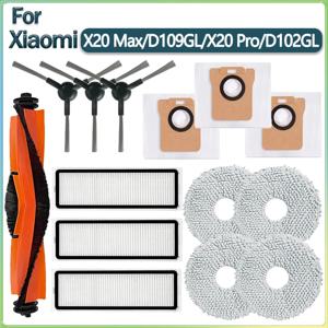 샤오미 X20 Max/D109GL/X20 Pro/D102GL 로봇 청소기에 적합: 메인 브러시/사이드 브러시/필터/걸레 천/먼지 봉투