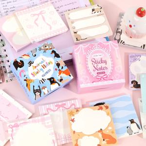 450매 스티키 노트 귀여운 만화 디자인 다양한 색상 사무실 책상 학습 계획 저널 탭 창의적인 북마킹