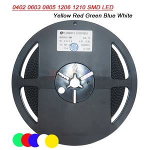 1 릴 0402 0603 0805 1206 1210 SMD LED 조명 노란색 빨간색 녹색 파란색 흰색 4000 개 3000 개, 2000