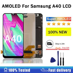 삼성 A40 LCD 디스플레이 터치 스크린 디지타이저 어셈블리 수리 부품 A405F SM-A405FN/DS 프레임 LCD 용 슈퍼 AMOLED