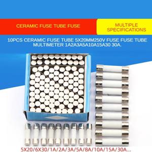 10개 세라믹 퓨즈 튜브 F형 고속 절연 5x20mm 6x30mm 250V F 1A 2A 3.15A 4 5A 6A 6.3A 10A 15A 20A 30A 보호 퓨즈 튜브 세트