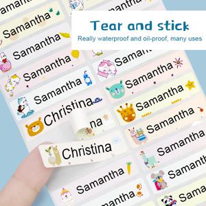 이름 스티커 맞춤형 방수 카와이 데칼 어린이를위한 맞춤형 이름 라벨 학교 문구 병 태그