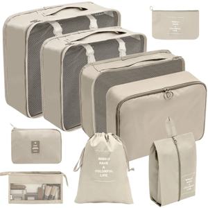 여행용 포장 큐브 세트, 방수 의류, 속옷, 신발, 세면 용품, 정리함 깔끔한 파우치, 여행 보관 가방, 8 개, 9 개
