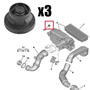 3Pcs 자동차 에어 필터 고무 삽입 그로멧 1.6 HDI 디젤 1422A3 1422.A3 후드 고무 가스켓 자동차 액세서리