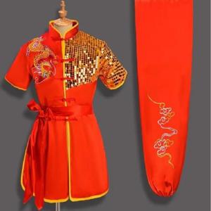 남녀공용 자수 드래곤 쿵푸 세트 타이치 우슈 유니폼, 야외 스포츠 재킷 바지 세트, 중국 스타일, 도매, 신제품