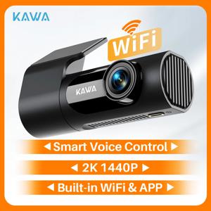 블랙박스 1440P KAWA 자동차 DVR D6 대시 캠 2K 비디오 레코더 WiFi/App/음성 제어 대시 카메라 WDR G 센서 야간 투시경 숨겨진 Dashcam