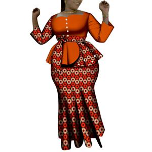 아프리카 여성 의류 상의 및 맥시 스커트 세트, Dashiki 2 피스 스커트 세트, 파티 웨딩 의류, WY6635