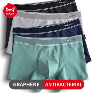 MiiOW 3Pcs 코튼 남성 팬티 남성 속옷 통기성 남자 Boxershorts Graphene 항균 남성 속옷 남성 복서 트렁크