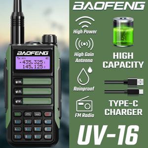 BAOFENG UV-16 워키 토키 트라이 밴드 10 KM 강력한 방수 VHF/UHF CB 햄 듀얼 밴드 전문 양방향 라디오 USB-C 충전기