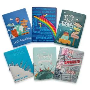 귀여운 여행 엠보싱 여권 홀더 커버 케이스 여성용 남성용 여성용 소년 티켓 보호 여행 액세서리