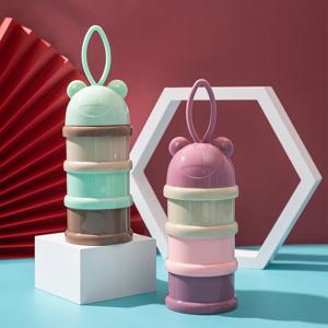 컬러 우유 분말 상자 편리하고 휴대용 우유 분말 상자 유아 3 계층 식품 용기 부분 여행 스낵 용기