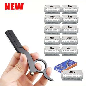 엄지 수동 면도기 직선형 이발 수염 눈썹 면도기 남성 제모 면도기 미용사 트리밍 교체 가능 블레이드