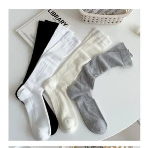 Balletcore Calf Socks 여성용 Mid-calf 양말 화이트 블랙 Scrunched Socks 여름 얇은 메쉬 스타킹