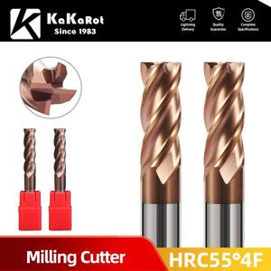 KaKarot HRC55 초경 엔드 밀 1 2 4 5 6 8 10 12mm 4 플루트 밀링 커터 커팅 아이언 커터 CNC Maching EndMill 밀링 커터