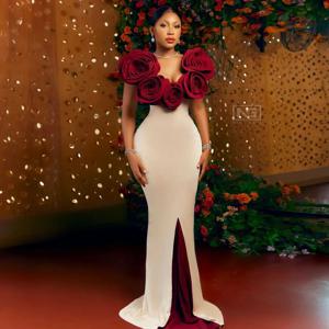 사용자 정의 댄스 파티 드레스 꽃 v-목 인어 이브닝 드레스 민소매 절묘한 고품질 공식 웨딩 파티 가운 여성