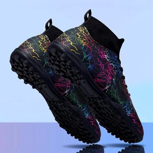 남성용 프로페셔널 하이탑 축구화, TF, 브로큰 네일즈(스터드), 숏 네일즈(스터드), 인조잔디 훈련용, 통기성, 미끄럼 방지