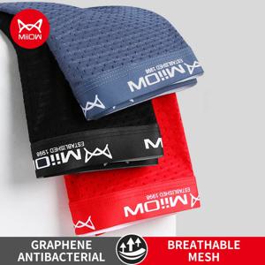 MiiOW 3Pcs 얼음 실크 남자 속옷 복서 섹시한 메쉬 남자 팬티 Graphene 항균 망 속옷 L-4XL 남자 복서 팬티
