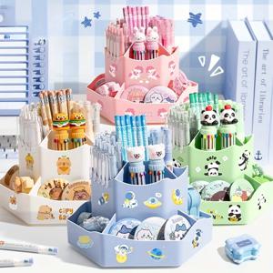 360도 회전 책상 정리함 - 사무용품, 화장품, 펜 및 마커를 위한 대용량, 다기능 보관함 - I