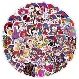 50PCS 애니메이션 코미디 자전거 핸드 계정 연필 케이스 데칼에 대 한 놀라운 디지털 서커스 낙서 스티커