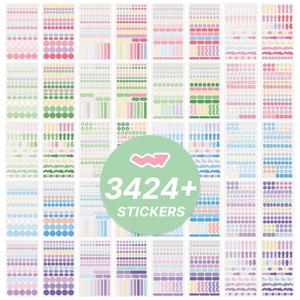 다채로운 종이 인덱스 라벨 스티커, 계획 스티커, 일기 노트 마킹, 미적 창의적 스티커, 3424 개 이상, 40 매