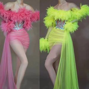 개인화 된 어두운 광택 튜브 탑 섹시한 울트라 짧은 생일 파티 공주 투투 스커트 소녀 그룹 무대 노래 의상